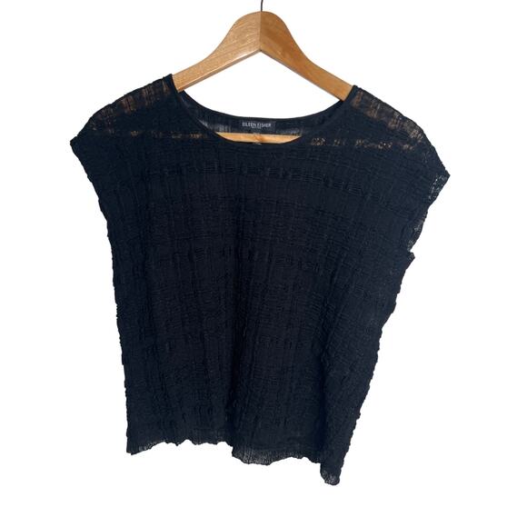 Eileen Fisher Black Sheer Hemp Women's Size Small - Picture 1 of 6